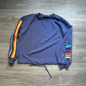 Aldi Gear Blue Long Sleeve Crew Neck Cropped Sweatshirt Size M Indie Fall Comfy